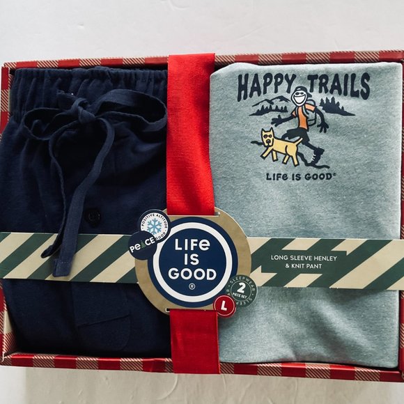 LIFE IS GOOD Men's 2Pc Gift Box Pajama Set NWT Size L - Picture 2 of 6